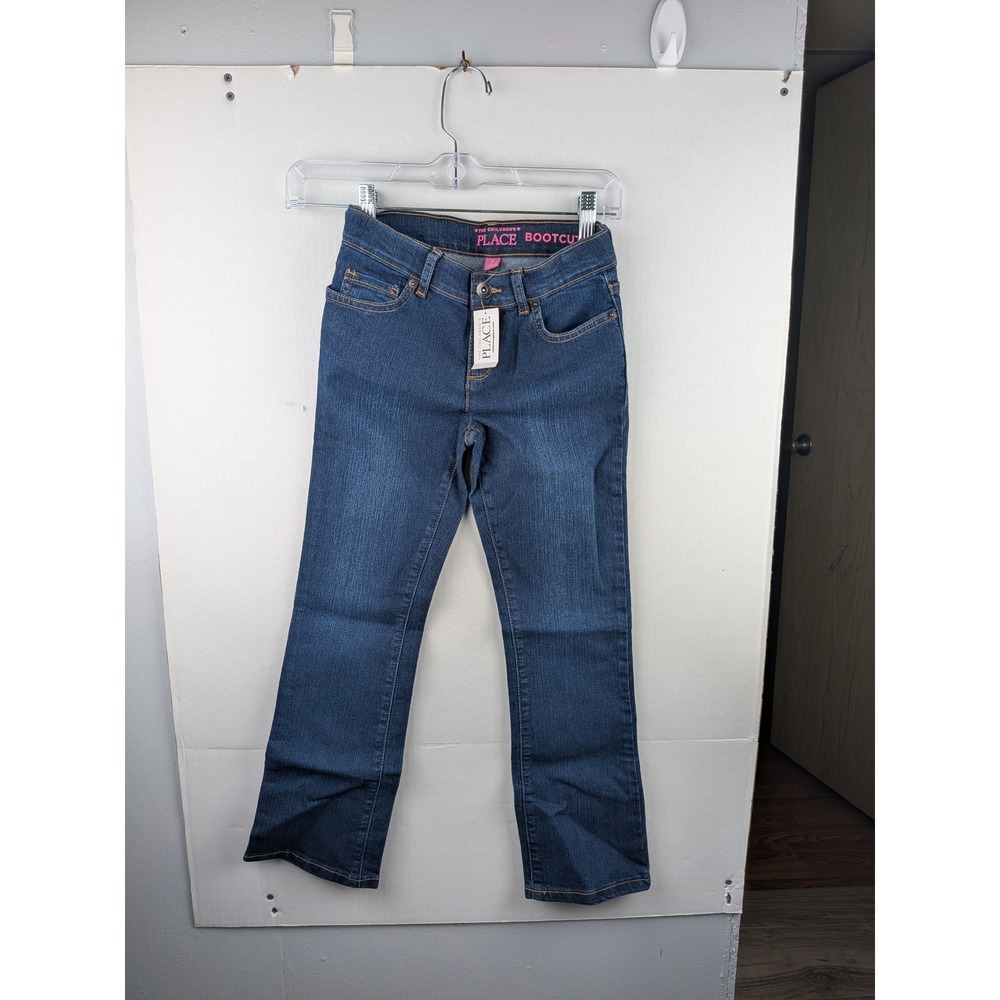 The Childrens Place Girls Bootcut Jeans Dark Indigo  Adjustable Waist Size 8